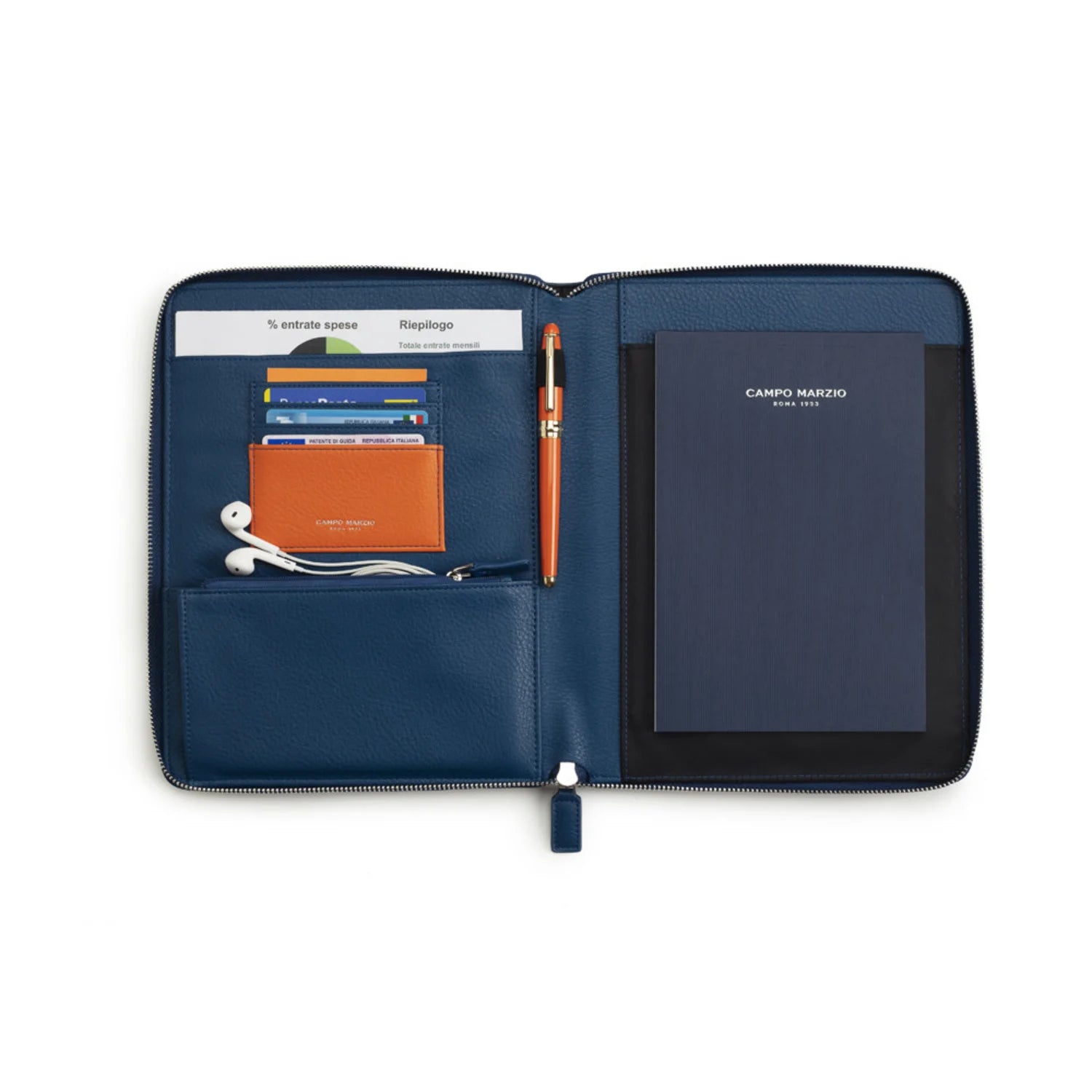 CM - A5 Albert Portfolio w zip - Ocean Blue