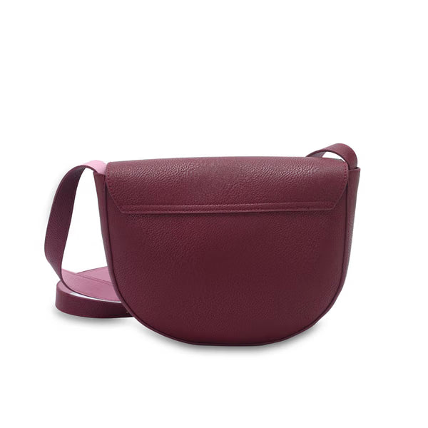 CM - Christina Saddle Bag - Burgundy w Pink