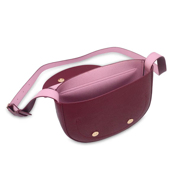 CM - Christina Saddle Bag - Burgundy w Pink