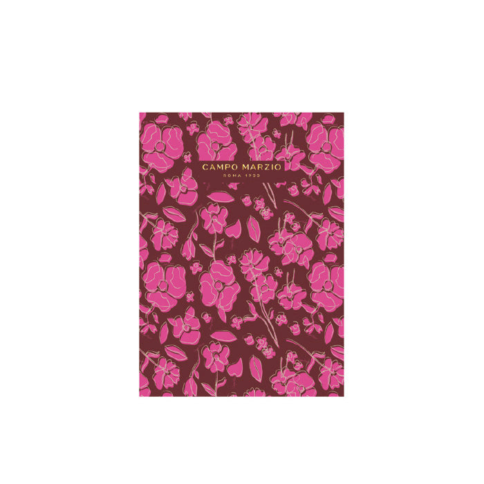 CM - Floral Embossed Notebook - A6 - Chocolate w Pink