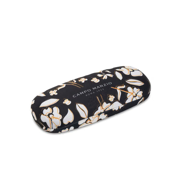 CM - Floral Glasses Case - Black w White