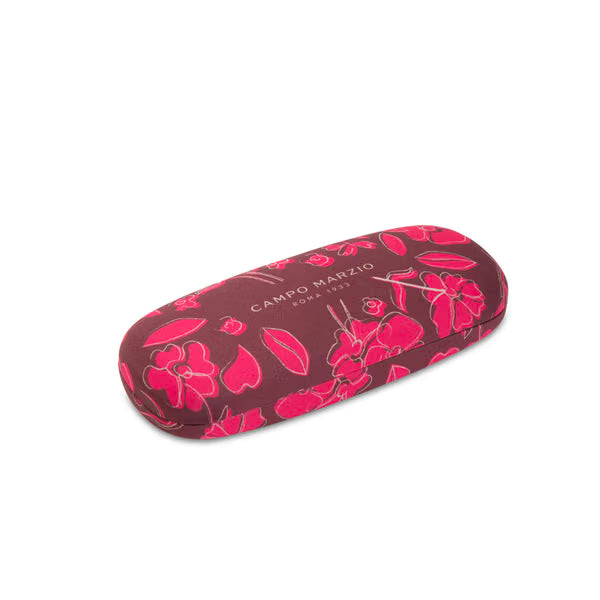 CM - Floral Glasses Case - Chocolate w Pink