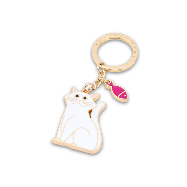 CM - Key Ring - Cat - White