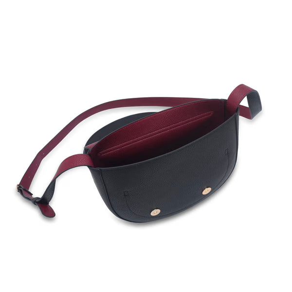 CM - Christina Saddle Bag - Black w Burgundy