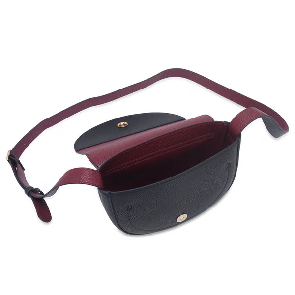 CM - Naomie Mini Saddle Bag - Black w Burgundy