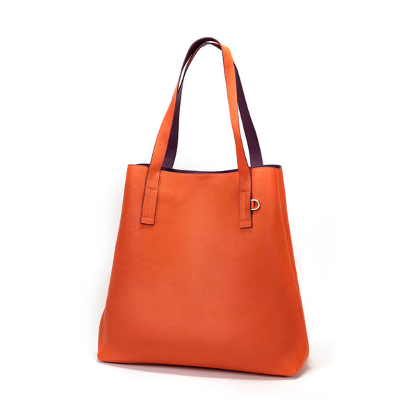 CM - Iconic Tote Bag - Plum w Tangerine