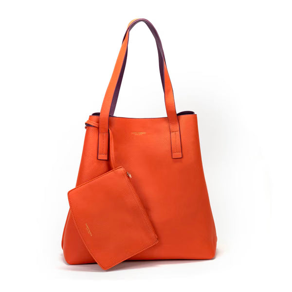 CM - Iconic Tote Bag - Plum w Tangerine