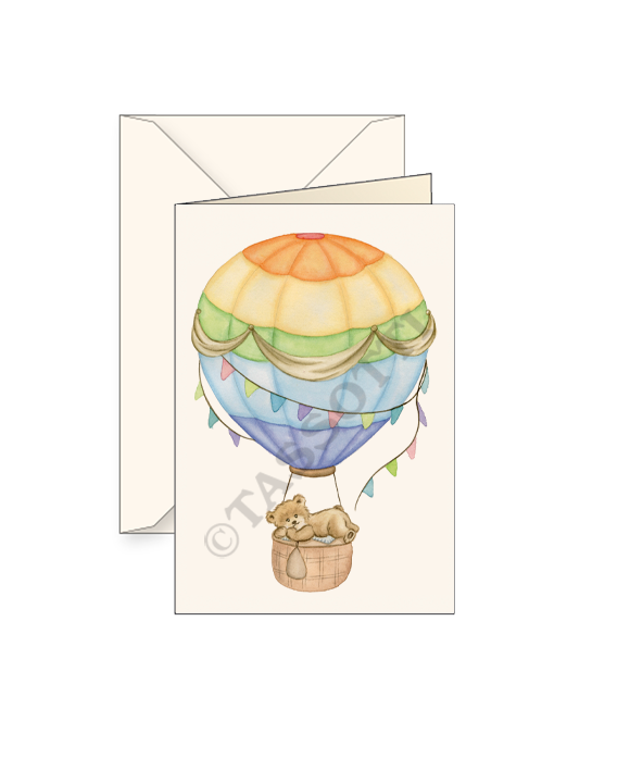 Card T - Baby Bear in Hot Air Balloon