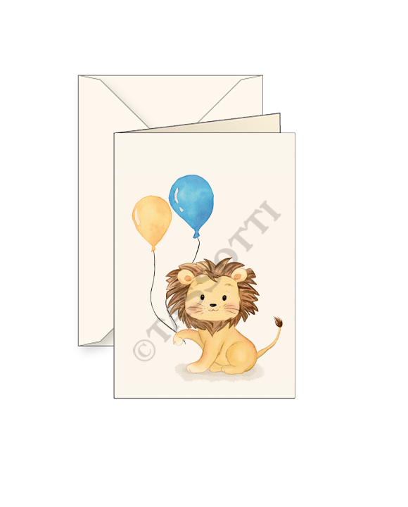 Card T - Baby Lion w Balloons