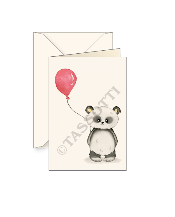 Card T - Baby Panda w Balloon