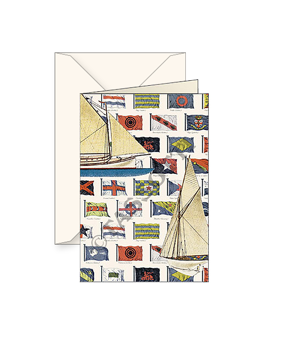 Card T - Nautical Flags w Yachts