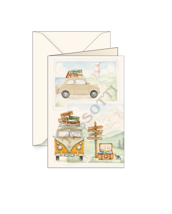 Card T - VW Combi and Fiat 500