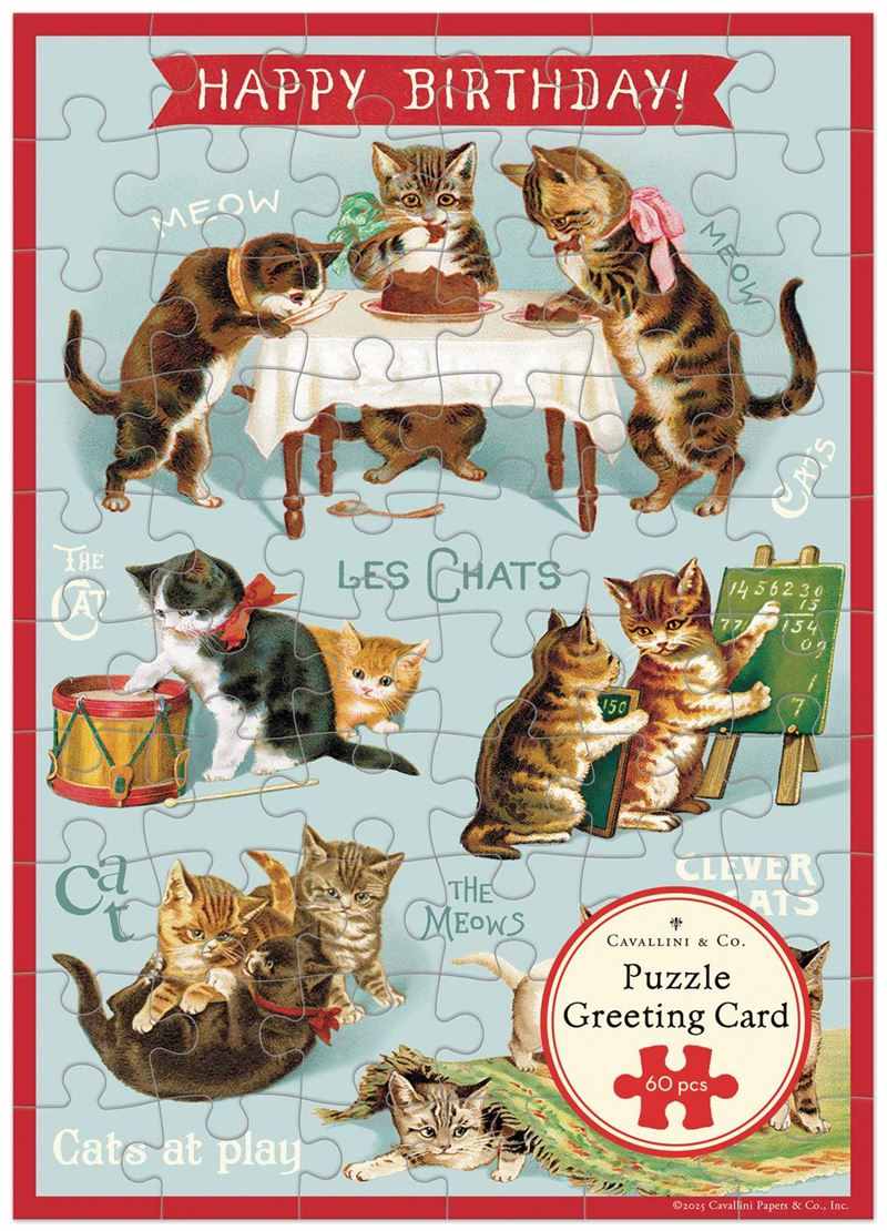 A Card Jigsaw Puzzle - Happy Birthday Cats Playing