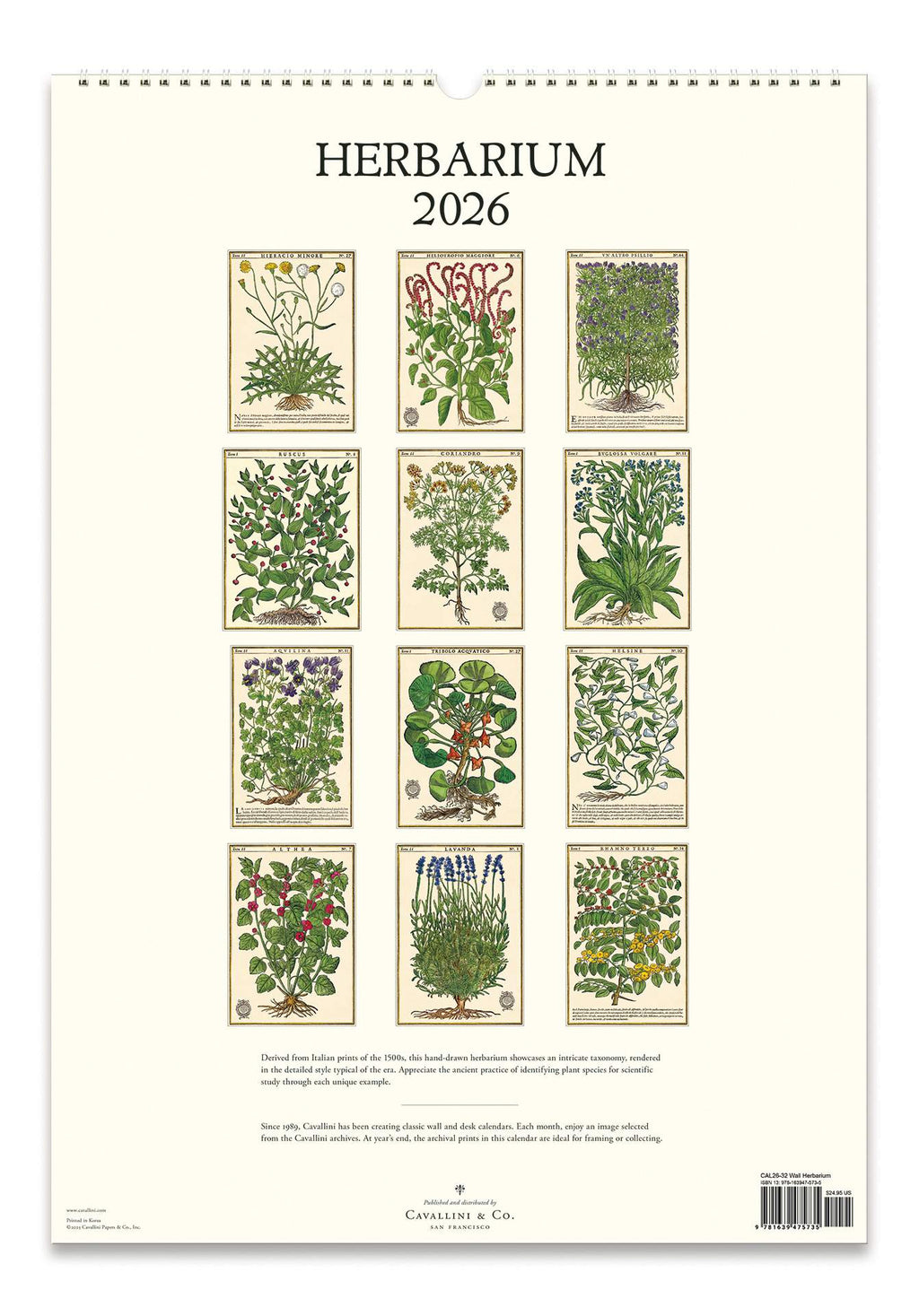 Wall Calendar - Herbarium