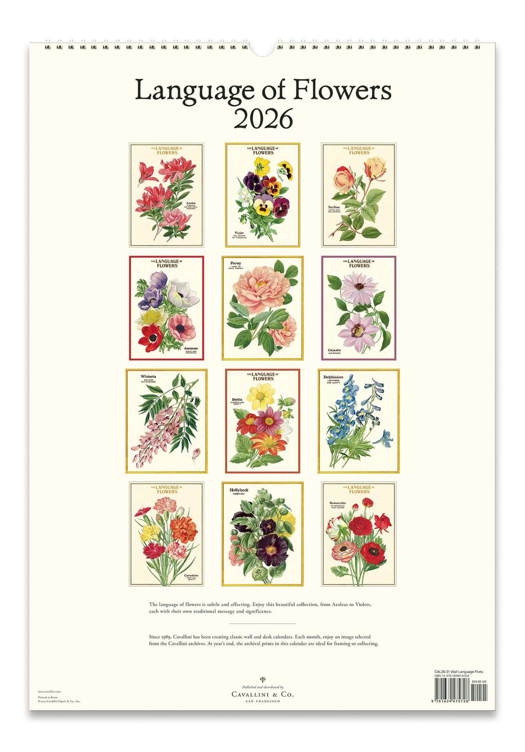 Wall Calendar - Language of Flowers