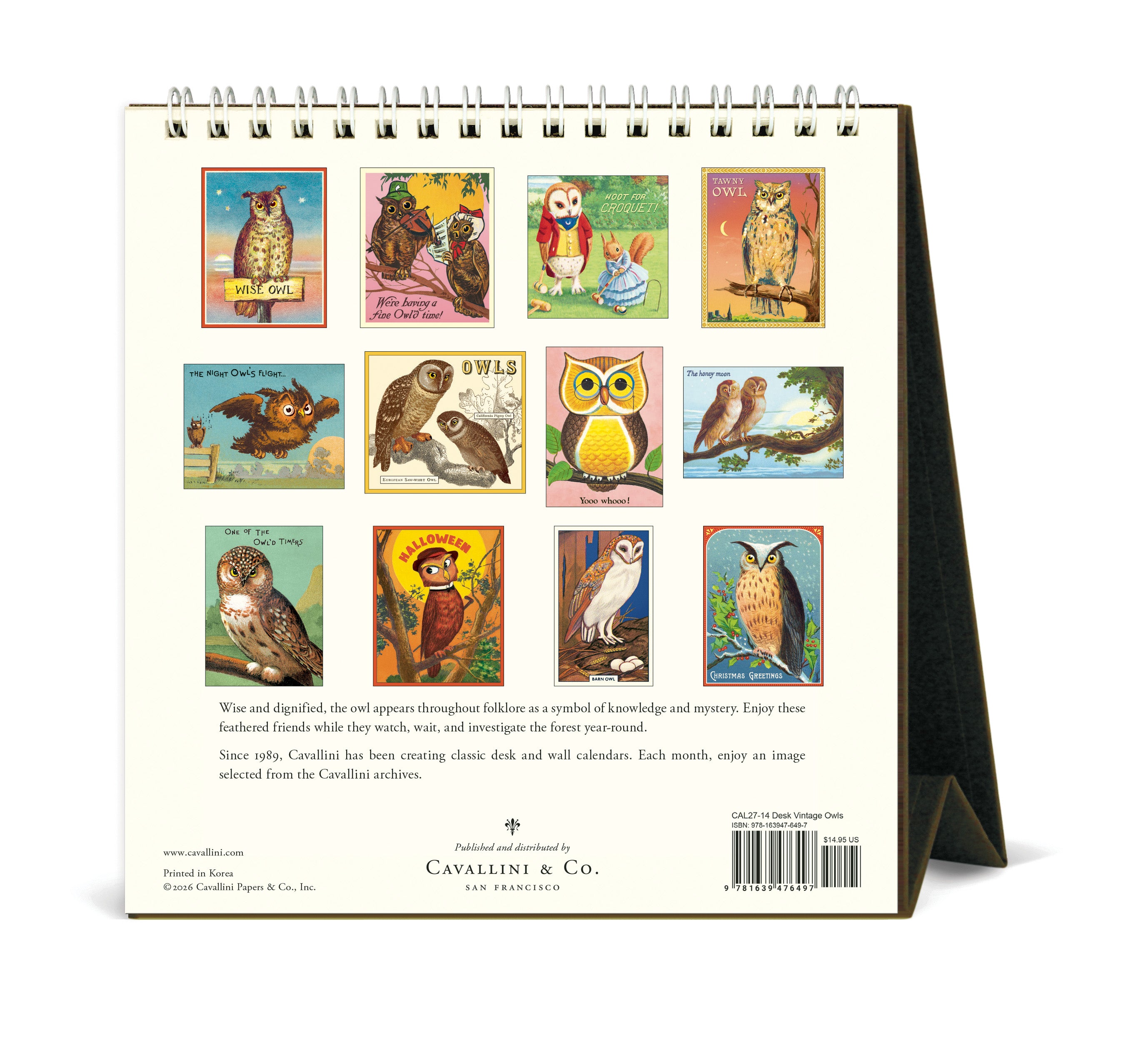 Desk Calendar - Vintage Owls