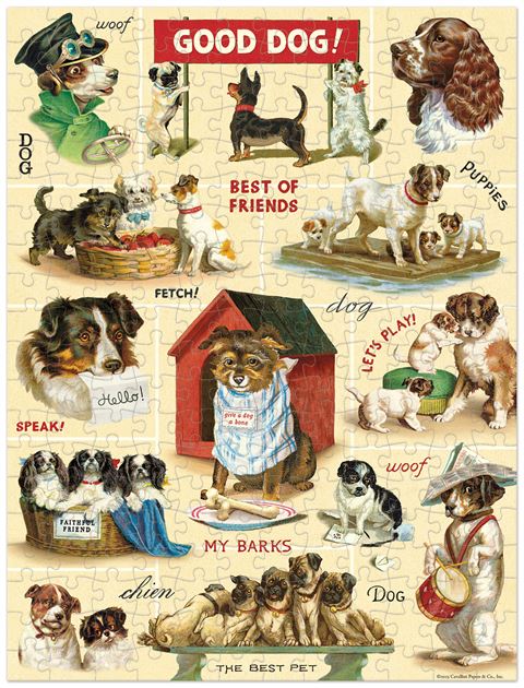 Mini Jigsaw Puzzle - Vintage Dogs