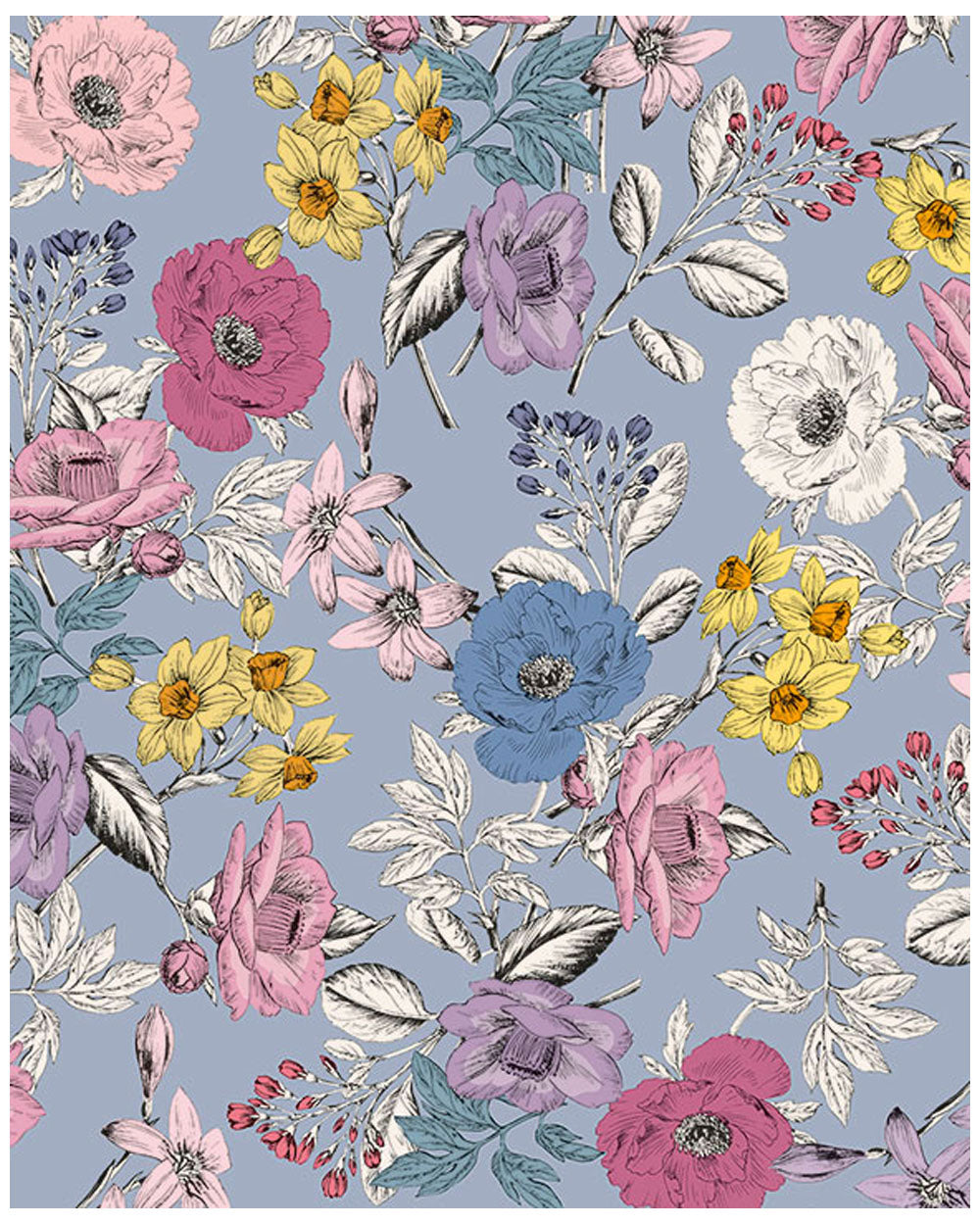 Wrap - Floral Pattern with blue background
