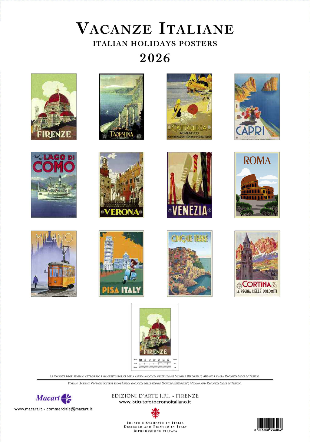 Wall Calendar - Vacanze Italiane