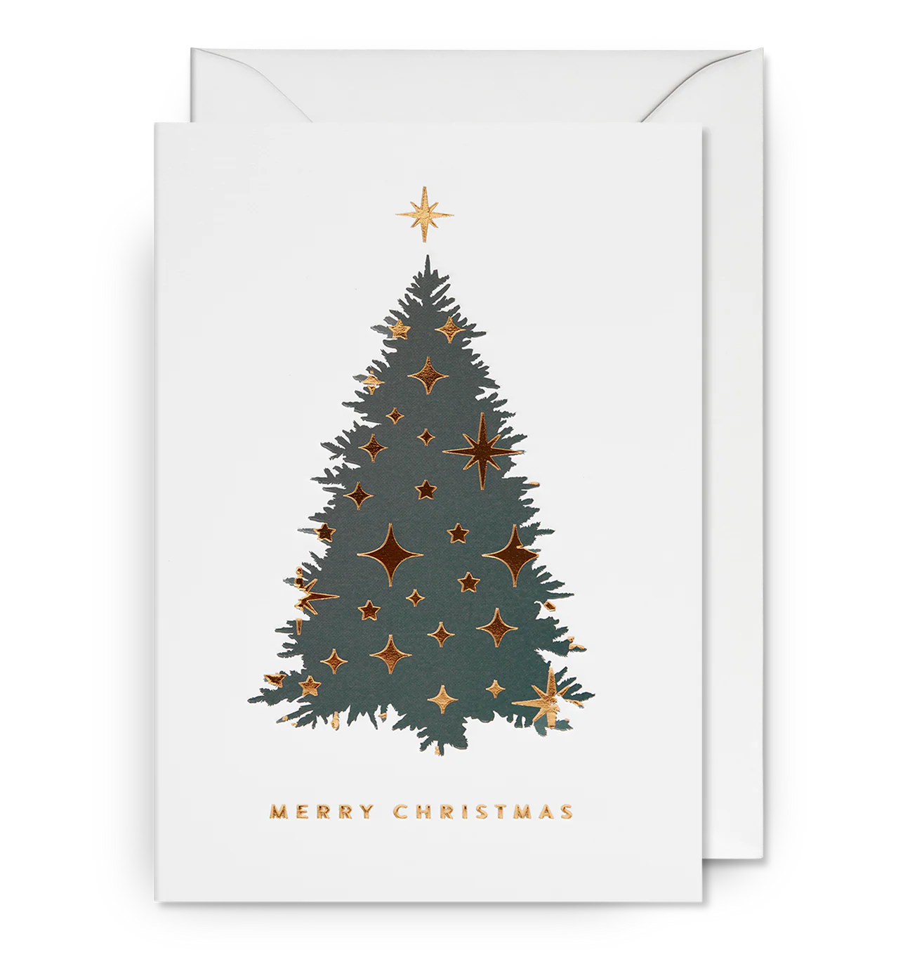 Christmas Card - Merry Christmas Tree w Stars
