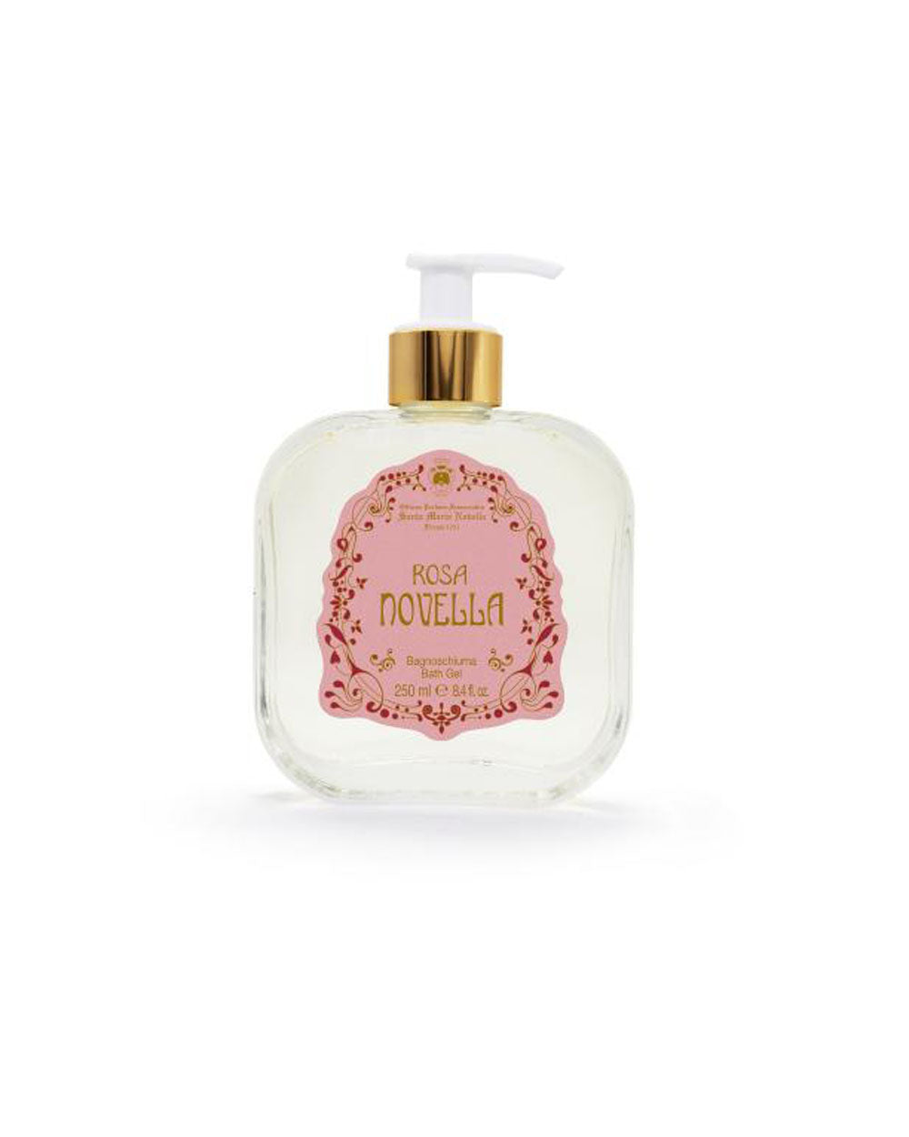 Rosa Novella - Bath & Shower Gel - Glass Pump Bottle