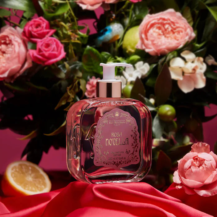 1221 Rosa Novella - Bath & Shower Gel - Glass Pump Bottle