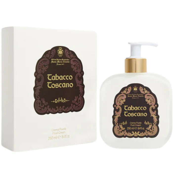 1221 Tobacco Toscano - Fluid Body Cream - Glass Pump Bottle