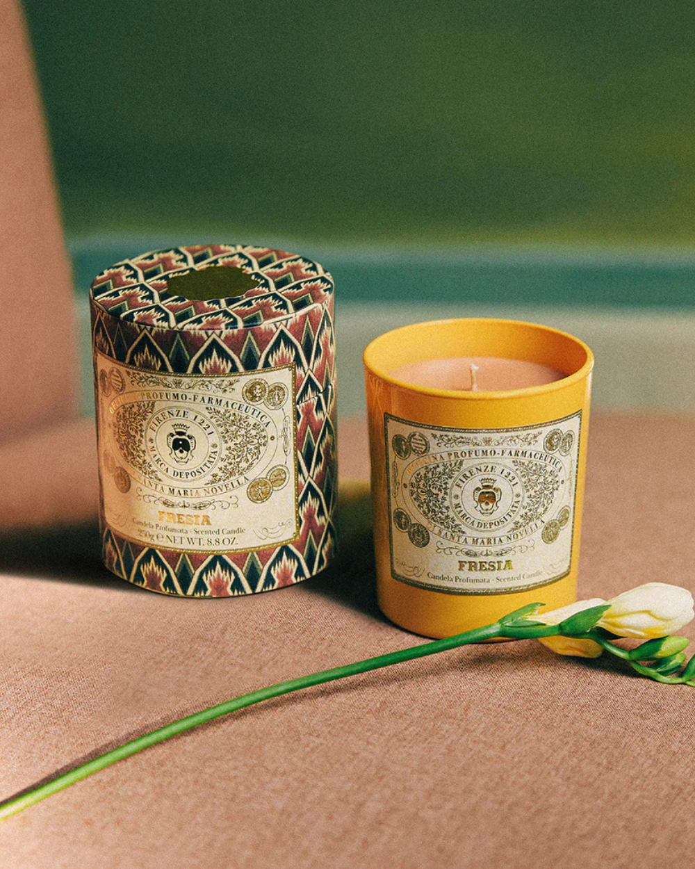 Freesia Scented Glass Candle