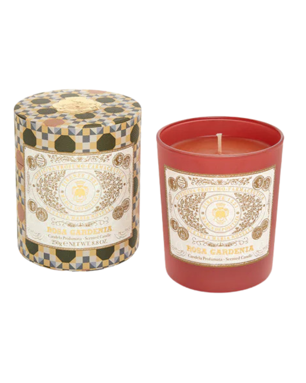 Rosa Gardenia Scented Glass Candle