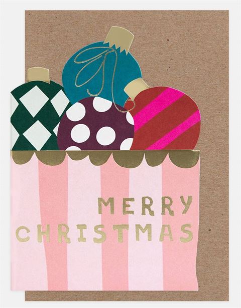 Christmas Card - CG - Box of Baubles Die Cut Christmas Card