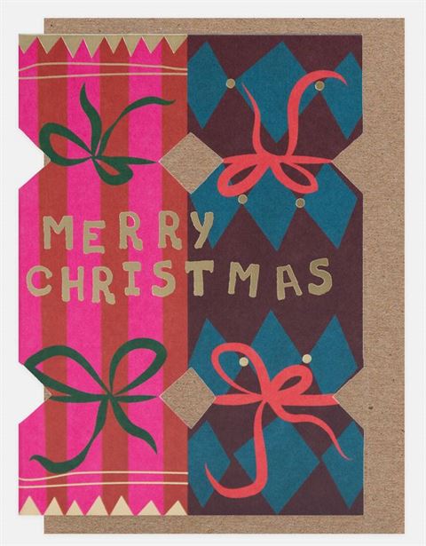 Christmas Card - CG - Colourful Crackers Die Cut Christmas Card