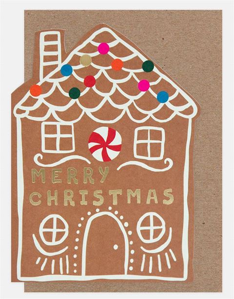 Christmas Card - CG - Gingerbread House Die Cut Christmas Card