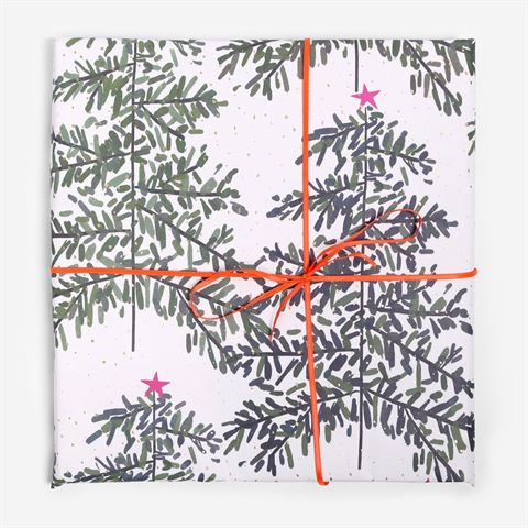 Christmas Wrap - Painted Trees (with foil)