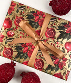Christmas Wrap - Pomegranate with GOLD - 50 cm wide x 3 m length